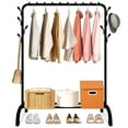 thumbnail image 1 of Clothes Rack Garment Rack, 43.3" Clothing Rack with Storage Shelf for Hanging Clothes, Coats, Skirts, Shirts, Sweaters, Black, 1 of 7