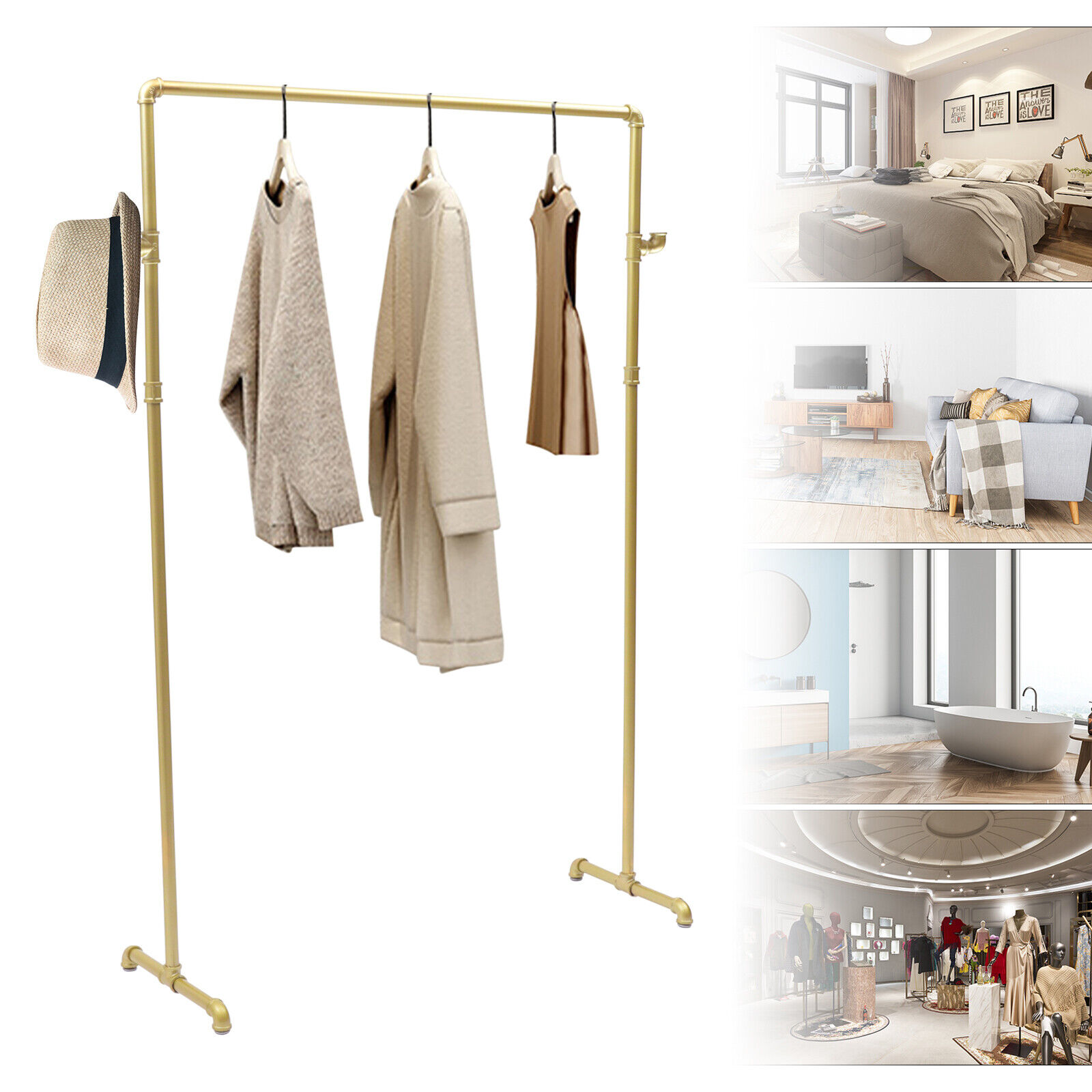 Clothes Rack Golden Clothing Rack for Hanging Clothes SpaceSaving