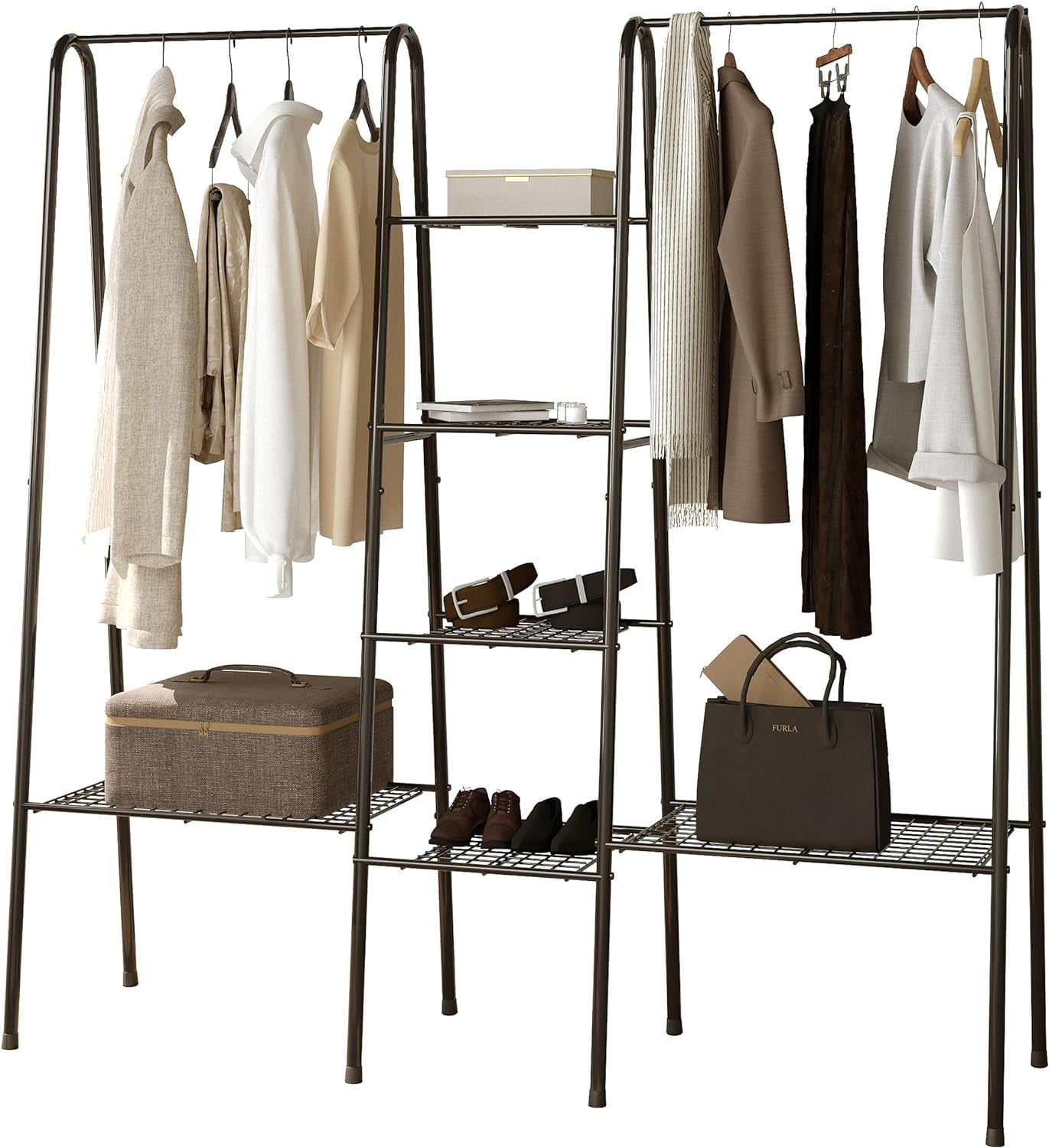 Clothes Rack Heavy Duty with 6-Tier Shelves, Freestanding Closet ...