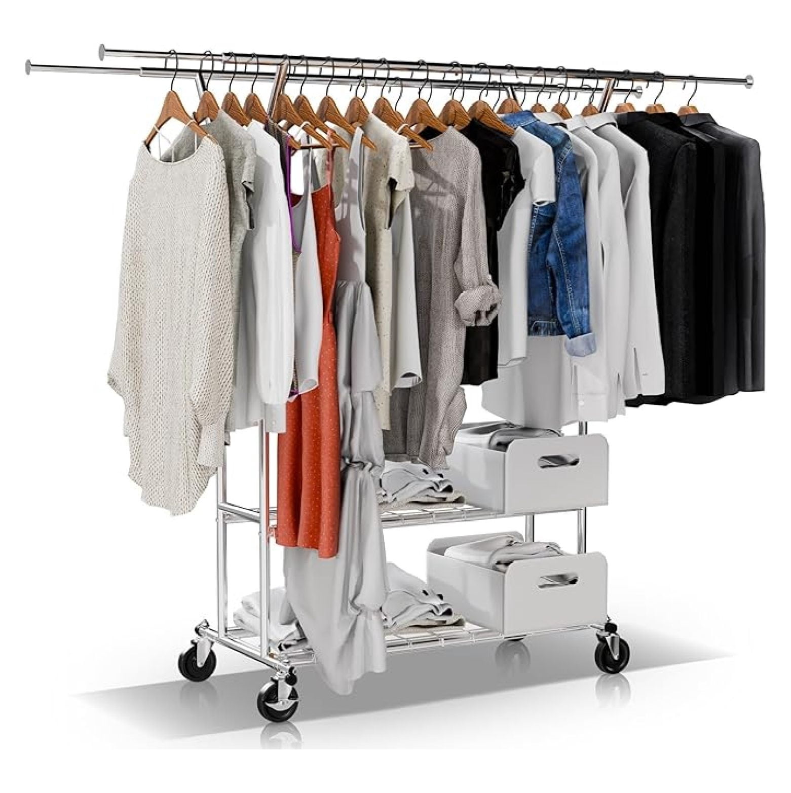 Clothes Rack, Heavy Duty Clothes Rack with Shelves Load 600 LBS, Sturdy ...