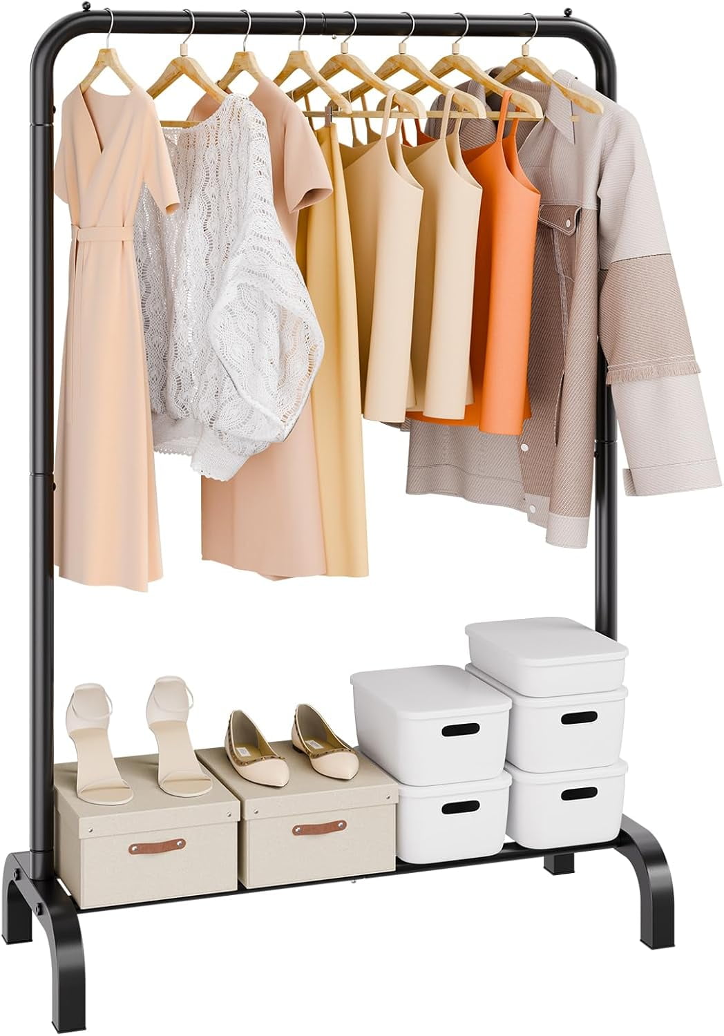 Clothes Rack, Heavy Duty Clothing Garment Rack with Hanging Rod and ...