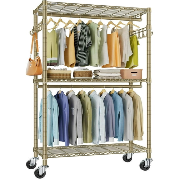 Clothes Rack Heavy Duty Clothing Rack for Hanging Clothes Rolling ...