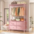 thumbnail image 1 of 71" H Clothes Rack with Fabric Drawers, Freestanding Garment Rack with Metal Wire Shelf, Pink, 1 of 8