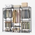 thumbnail image 1 of Clothes Rack Heavy Duty Garment Rack with Cover and Adjustable Shelves, Freestanding Portable Closet Rack Wardrobe Rack for Bedroom Clothes Storage, Black Clothing Rack with Grey Cover, 1 of 9
