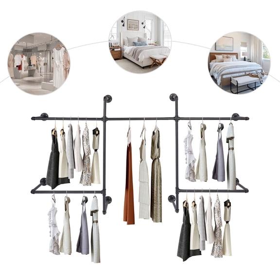Clothes Rack, Heavy Duty Garment Rack with 5 Hanging Rods, Holds Up to 125 Pcs, 400 lbs Capacity Clothing Display Rack for Store Boutique
