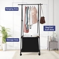 thumbnail image 1 of Clothes Rack with Large Storage Bag Removable Clothes Organizer Stand on Wheels 2-in-1 Freestanding Triangle Garment Rack Rolling Clothes Storage Cart for Bedroom Laundry Room, Black, 1 of 9