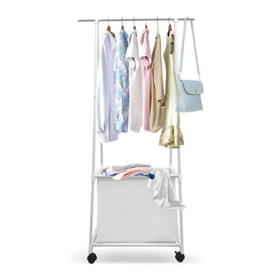 Clothes Rack with Large Storage Bag, Rolling Triangle Garment Rack ...