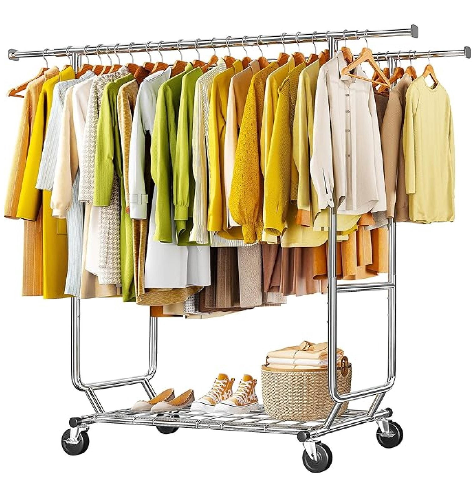 Clothes Rack Load 620 LBS, Metal Garment Storage with Shelf & Sturdy ...