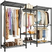Clothes Rack Loads 725LBS, Heavy Duty Closet Garment Rack 13.9" D x 70.6" W x 77" H，Black
