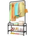 thumbnail image 1 of Clothes Rack - Multi-Functional Clothing and Shoe Rack with Anti-Slip Stopper, Large-Capacity 2-Tier Shoe Organizer for Bedroom, Entryway, and Laundry Room, 29" x 11.8" x 59", Black, 1 of 5