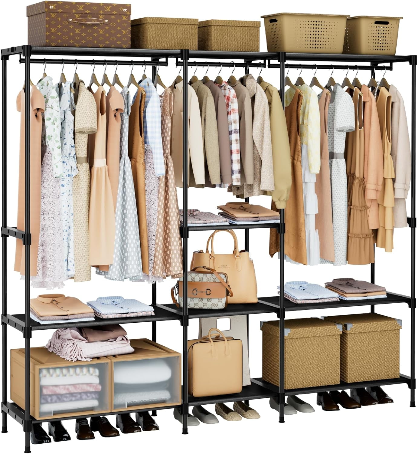 Clothes Rack, Portable Closet, 80.7 Inch Extra Large Capacity Wardrobe ...