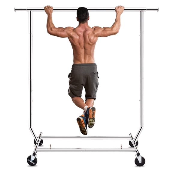 Clothes Rack, Rolling Clothing Racks for Hanging Clothes, Portable Clothes Rack with Lockable Wheels, Heavy Duty Garment Rack for Bedroom, Living Room, Laundry, Balcony