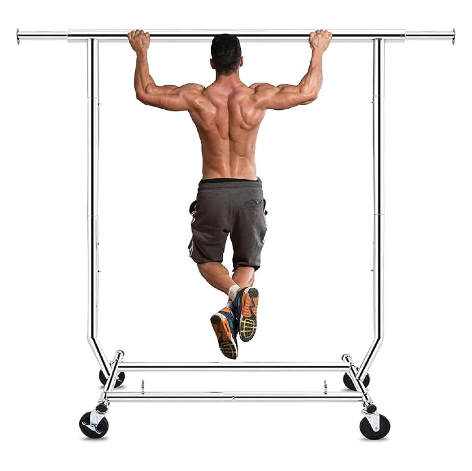 Clothes Rack Rolling, Heavy Duty Garment Rack with Wheels, Adjustable ...