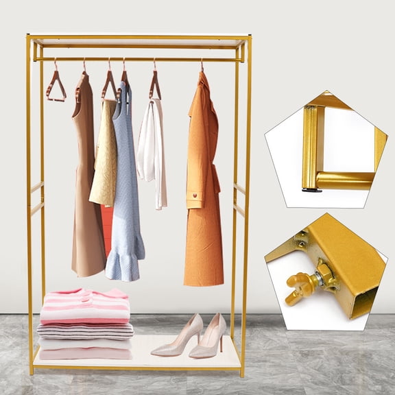 Clothes Rack Wedding Dress Clothing Rack Gold Metal Garment Display 1.9m/74.8" for Hanging Clothes, Dresses, Scarves