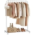 thumbnail image 1 of Clothes Rack with Wheels, Clothing Rack for Hanging Clothes, 25.4 mm Metal Garment Rack with Dense Mesh Storage Shelf, 110 lb Load Capacity, 2 Brakes, Cloud White UHSR025W01, 1 of 7