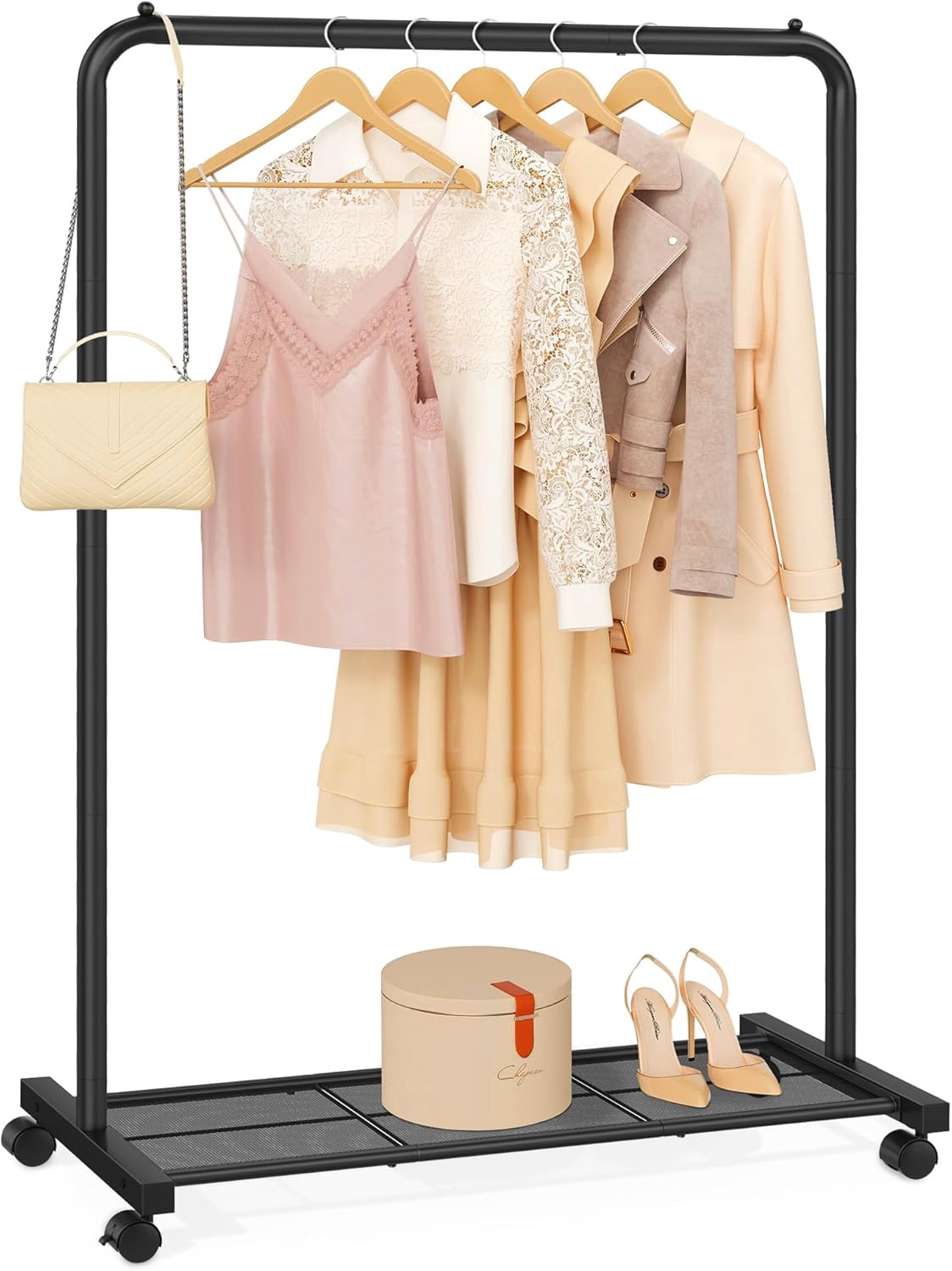 Clothes Rack with Wheels, Clothing Rack for Hanging Clothes, 25.4 mm ...