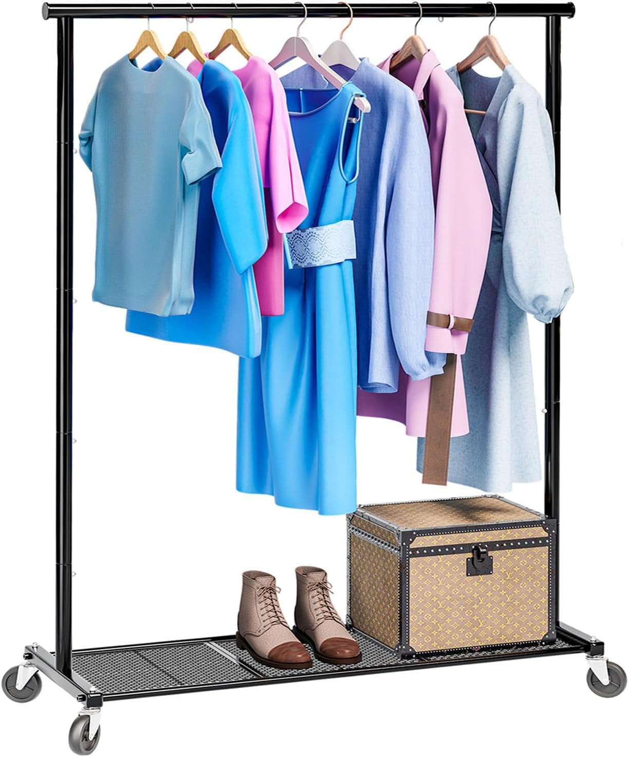 Clothes Rack with Wheels, Clothing Rack for Hanging Clothes, Rolling ...
