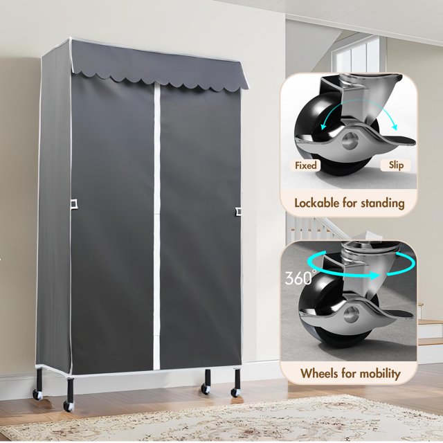 Clothes Rack on Wheels, Max load 300 LBS, Heavy Duty Clothing Rack with