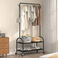 thumbnail image 1 of Clothes Rack with Bottom Shelves, Industrial Rolling Wheels, 35" W x 75" H,  for Home & Kids Storage, 1 of 8