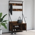 thumbnail image 1 of Clothes Rack with Shoe Storage Smoked Oak 100x41x184 cm, 1 of 9