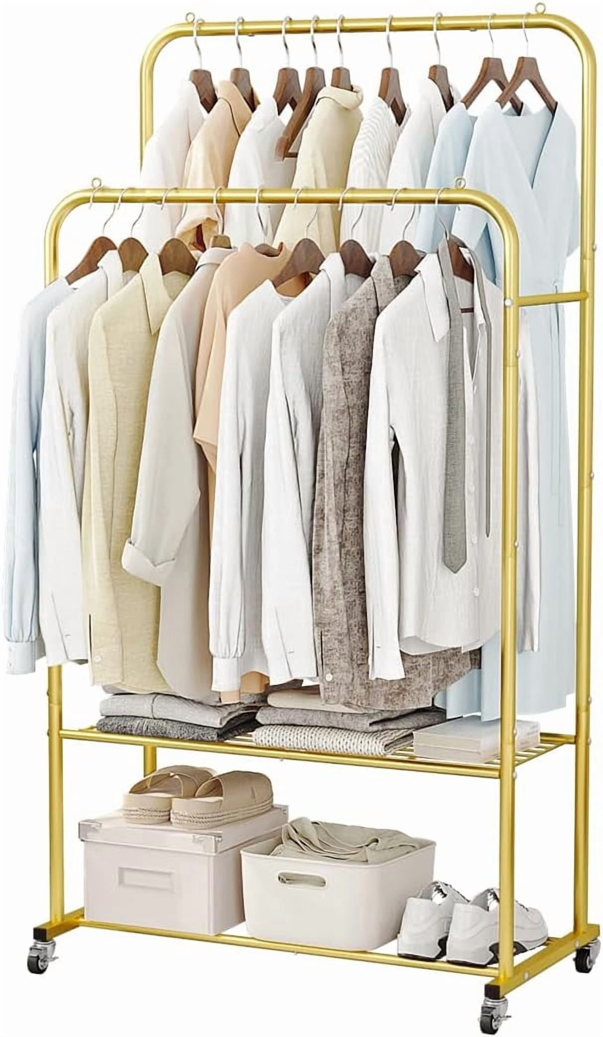Clothes Rack with Wheels Garment Rack for Heavy-Duty Clothing Rack ...