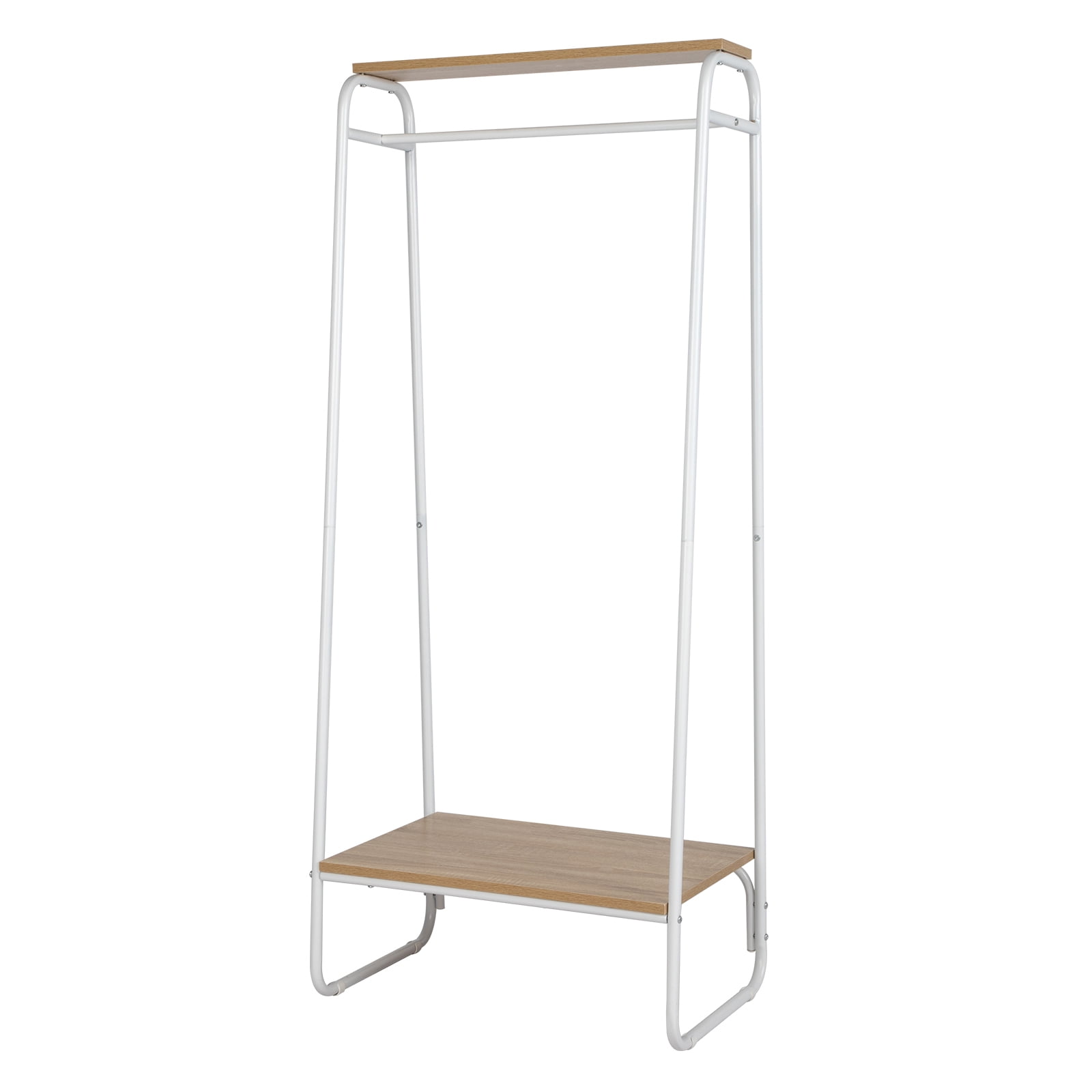 Clothes Rack with Wood Shelf, Freestanding Clothing Rack，Garment Rack