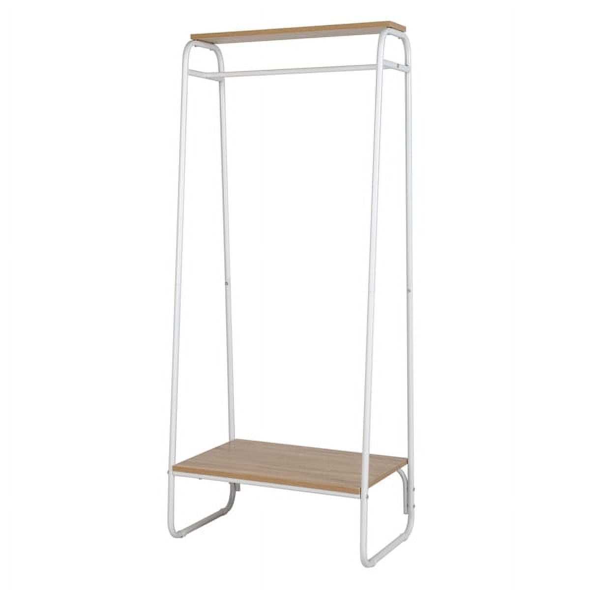 Clothes Rack with Wood Shelf, Freestanding Clothing Rack，Garment Rack