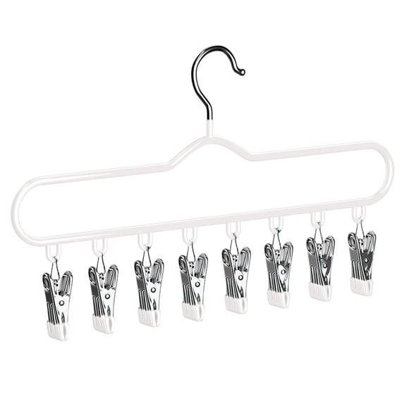 Clothes Racks for Hanging Clothes Stainless Steel Hook Drying Rack with 8 Clips for Organizing Leggings, Scarves, Pants, Socks, Space Saving 40x26.5x2.5cm