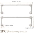 thumbnail image 1 of Clothes Racks, Industrial Pipe Clothing Racks for Hanging Clothes, Wall Mounted Heavy Duty Space Saving Garment Racks, Multi-Purpose Clothing Hanging Rods for Closet Storage, White, 2Pcs, 1 of 6