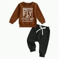 thumbnail image 1 of Clothes Set For Kids Boys Autumn Winter Round Neck Long Sleeve Elastic Waist 3M 6M 12M 18M Everyday Outfit 2 PC, 1 of 7