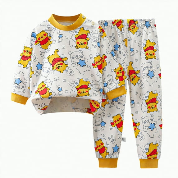 Clothes Set For Kids Boys Spring Fall Cute Long Sleeve Elastic Waist 2T-5T Everyday Outfit 2 Pcs