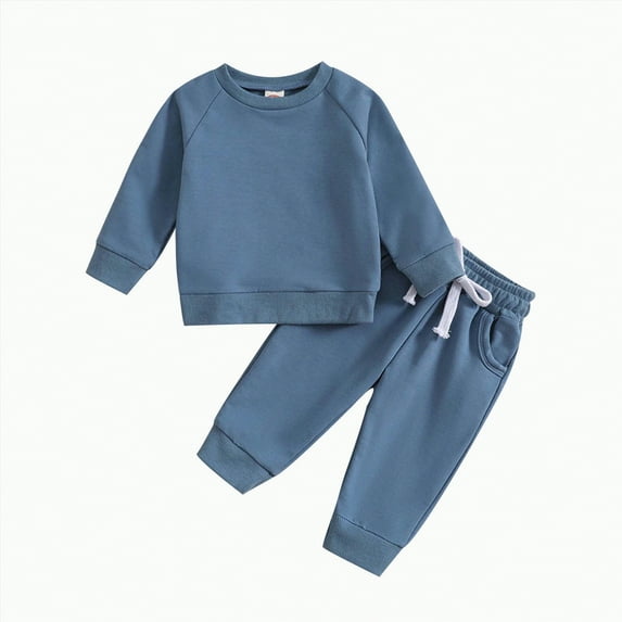 Clothes Set For Kids Infant Girl Spring Fall Round Neck Long Sleeve Elastic Waist 6M 1T 2T 3T 4T 5T Everyday Outfit 2Pcs