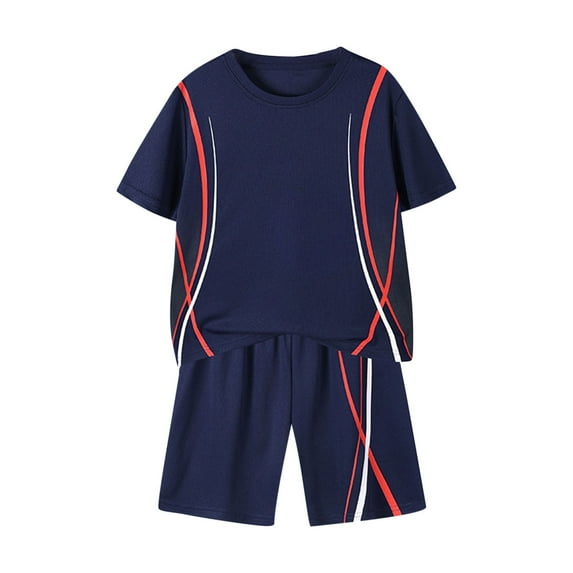 Clothes Sets for Toddler Boys Boys Summer Sets Sports Sets Fashion Boys' Casual Short Sleeve Round Neck Collar Botton Short Pants Sports Suit(3-14 Years)
