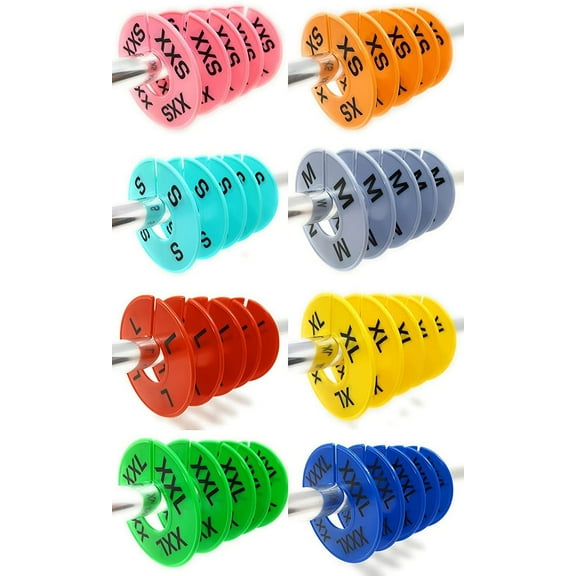 Clothes Size Dividers | 40 Pieces 8 Colors XXS-XXXL | Ultimate Clothing Rack Dividers | Round Clothes Rack Clothes Hangers, Commercial Clothing Racks, Clothing Shops by