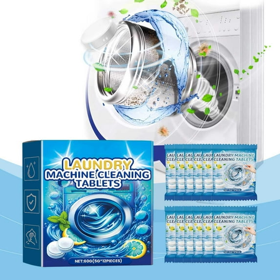 Clothes Stain Removal Tablets, Washing Machine Cleaning Tablets, 12 Pack Laundry Cleaner for Odor and Residue Removal