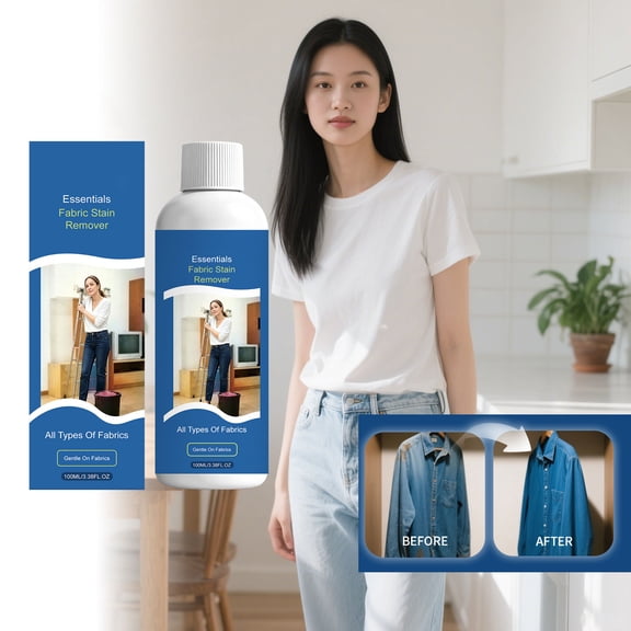 Clothes Stain Remover, Fabric Laundry Cleaner for Coffee Wine Oil Grease Dirt and Pet Stains, Powerful Pre Wash Treatment for Cotton Polyester Bedding Upholstery and All Washable Fabrics