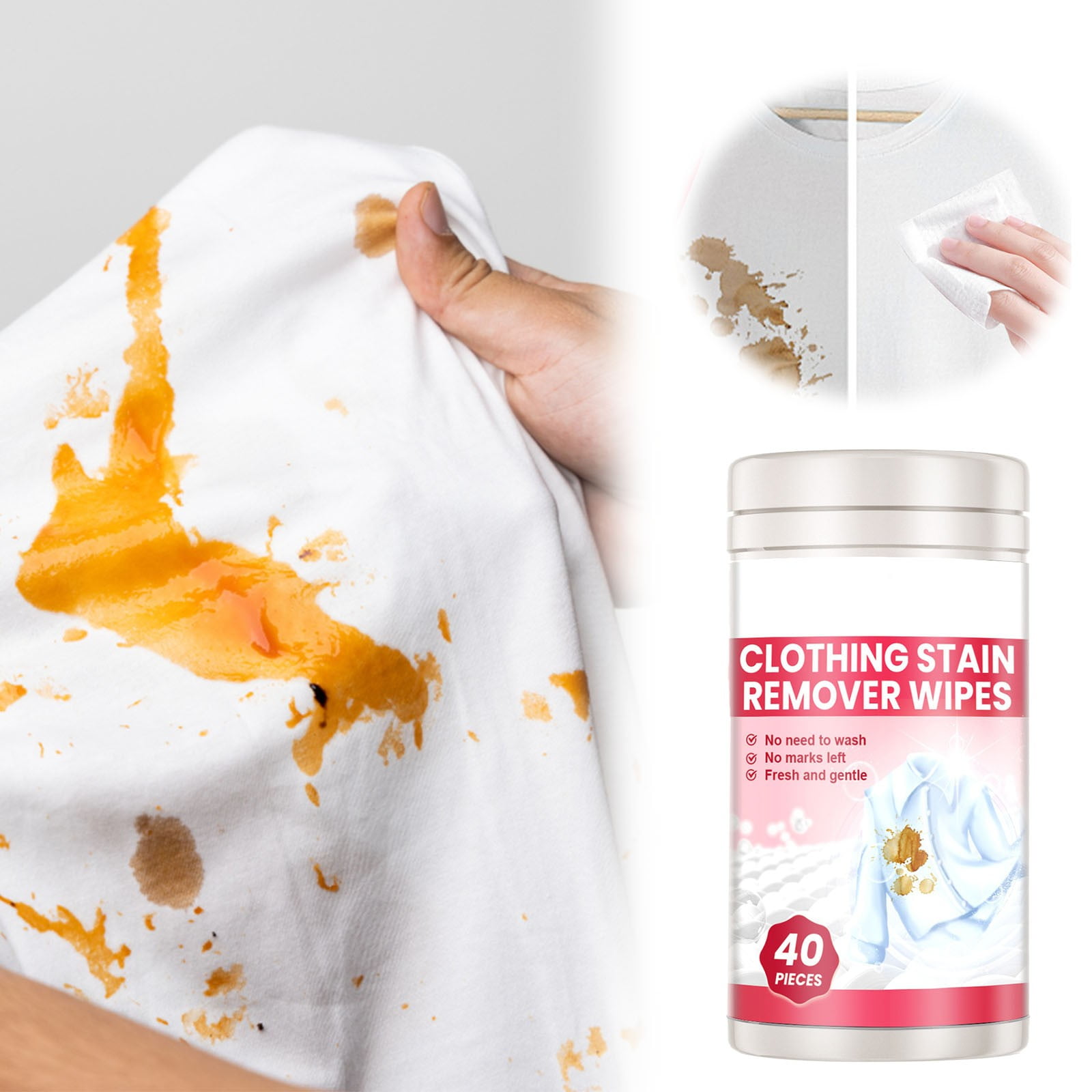 Clothes Stain Remover Wet Wipes Grease And Dirt Remover Gentle And Clean Pure And White Color
