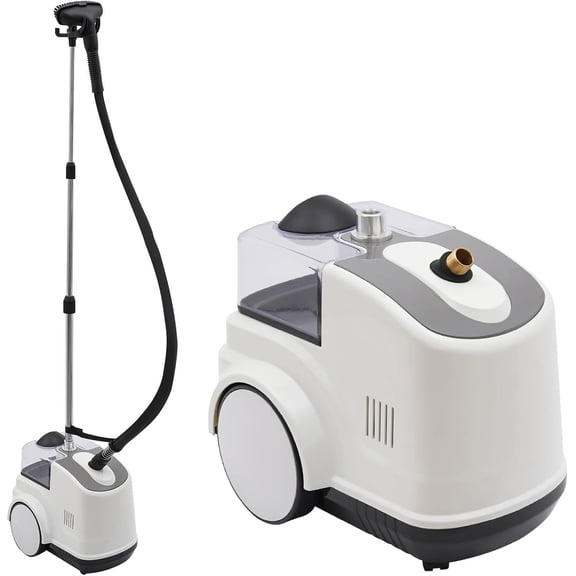 Clothes Steamer Standing Garment Steamer with 3L Water Tank 45 Second Heatup 1500W Adjustable Clothes Steamer Fabric Steamer with Roll Wheels for Easy Movement Support Bar Height 68" (White)