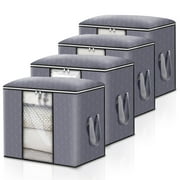 Clothes Storage 4PCS Storage Bags for Clothes Closet Organizers 90L Large Capacity with 3 Layer Fabric Storage Bags for Blankets, Comforters and Bedding