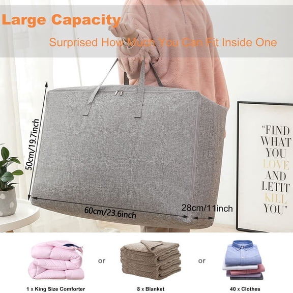 Clothes Storage Bag 4L Large Capacity Foldable Closet Organizer Clothes Storage Bags with Reinforced Handle for Quilt Blanket Bedding Pillow