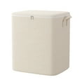 thumbnail image 1 of Clothes Storage Bag, 9.84 x 7.87 x 13.78 inches, Standing Upright Linen Fabric Closet Organizers for Comforter Blanket, Quilt, Sweater, Foldable Zipper Container, 2 Carrying Handles, Beige, 1 of 7