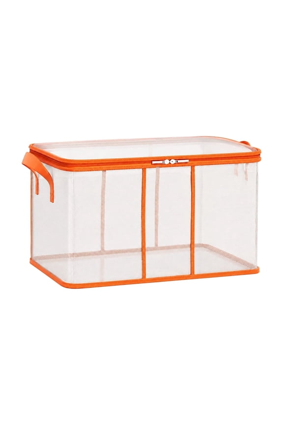 Clothes Storage Bag, Clear Grid Reinforced, 1 Pack Large Capacity Waterproof Organizer, For Comforter Bedding Quilt Closet Organization Moving Travel Luggage Packing Household Bedroom Storage Use