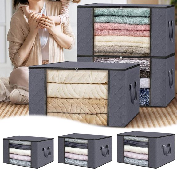 Clothes Storage Bag ,Multipurpose Storage Bins with Lids ,Non-Woven Water-proof Storage Tote ,Storage Box for Clothes, Blankets, Pillows, Toys, Shoes,etc