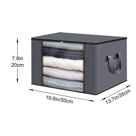 Clothes Storage Bag, Non-Woven Fabric Storage Organizer, Large Transparent Wardrobe Quilt Storage Bag with Handles, Multipurpose Foldable Storage Box for Home and Dorm Room