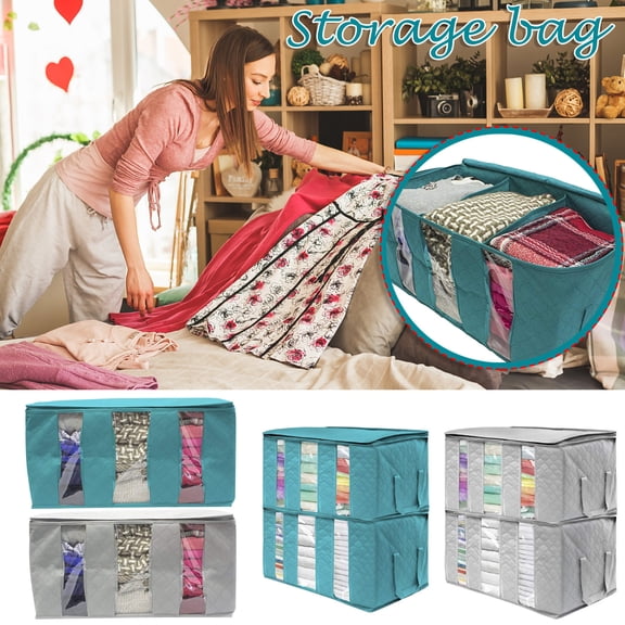 Clothes Storage Bag with Double Zipper and Transparent Window – Large Foldable Organizer for Home, Dorm, Moving, and Camping