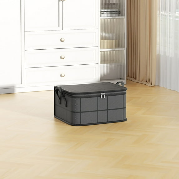 Clothes Storage Bags, Closet Organizers Storage Containers, Collapsible Storage Bins with Reinforced Handles, Sturdy Zippers, for Clothing, Blanket, Comforters 14x10x8in