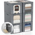 thumbnail image 1 of Clothes Storage Bin with Metal Frame: 6-Pack Stackable Closet Lid & Clear Window, Sweater Boxes for Bedding Clothing Organizer 40L, 1 of 4