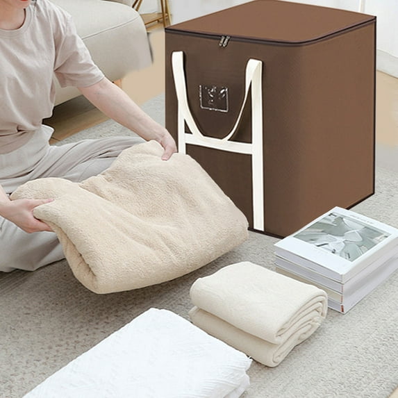 Clothes Storage Bins with Lid, Large Capacity Moving Bags, Heavy Duty Storage Packing Tote with Zippers & Handles, Quilt Storage Bag, for Clothing, Sweater, Comforter, Bedding(XL)