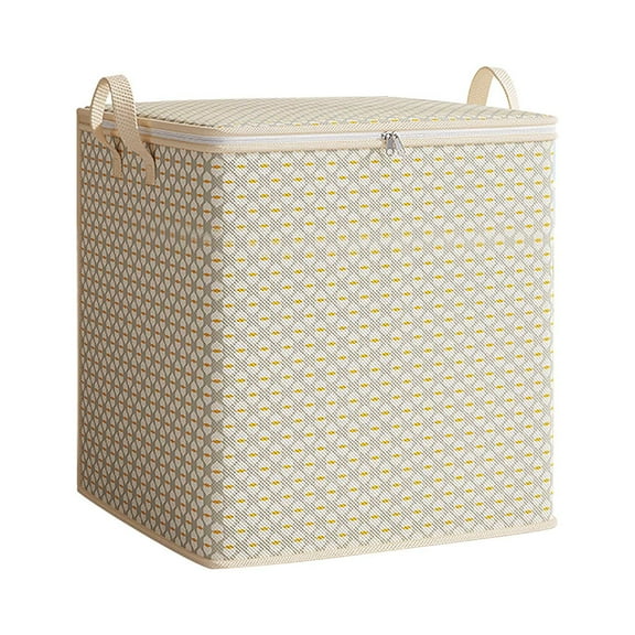 Clothes Storage Bins with Lids, Beige Extra Large Capacity Double Zipper Organizers Storage Containers with Reinforced Handle for Clothing, Blanket, Comforters, Bed Sheets, 110L