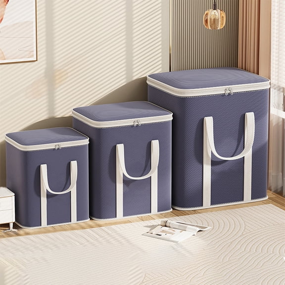 Clothes Storage Bins with Lids, Dark Blue Double Shoulder Storage Bag Thickened Large Capacity Quilt Storage Bag Household Clothing Storage Box Storage Bags for Clothes
